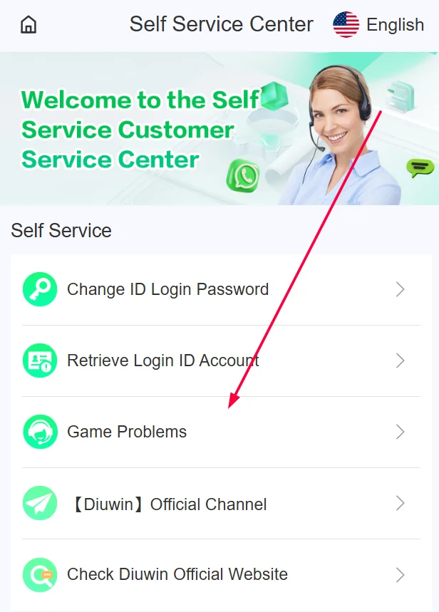 Customer service page with issues related to login
